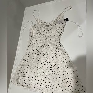 Lulus cowl neck polka dot dress